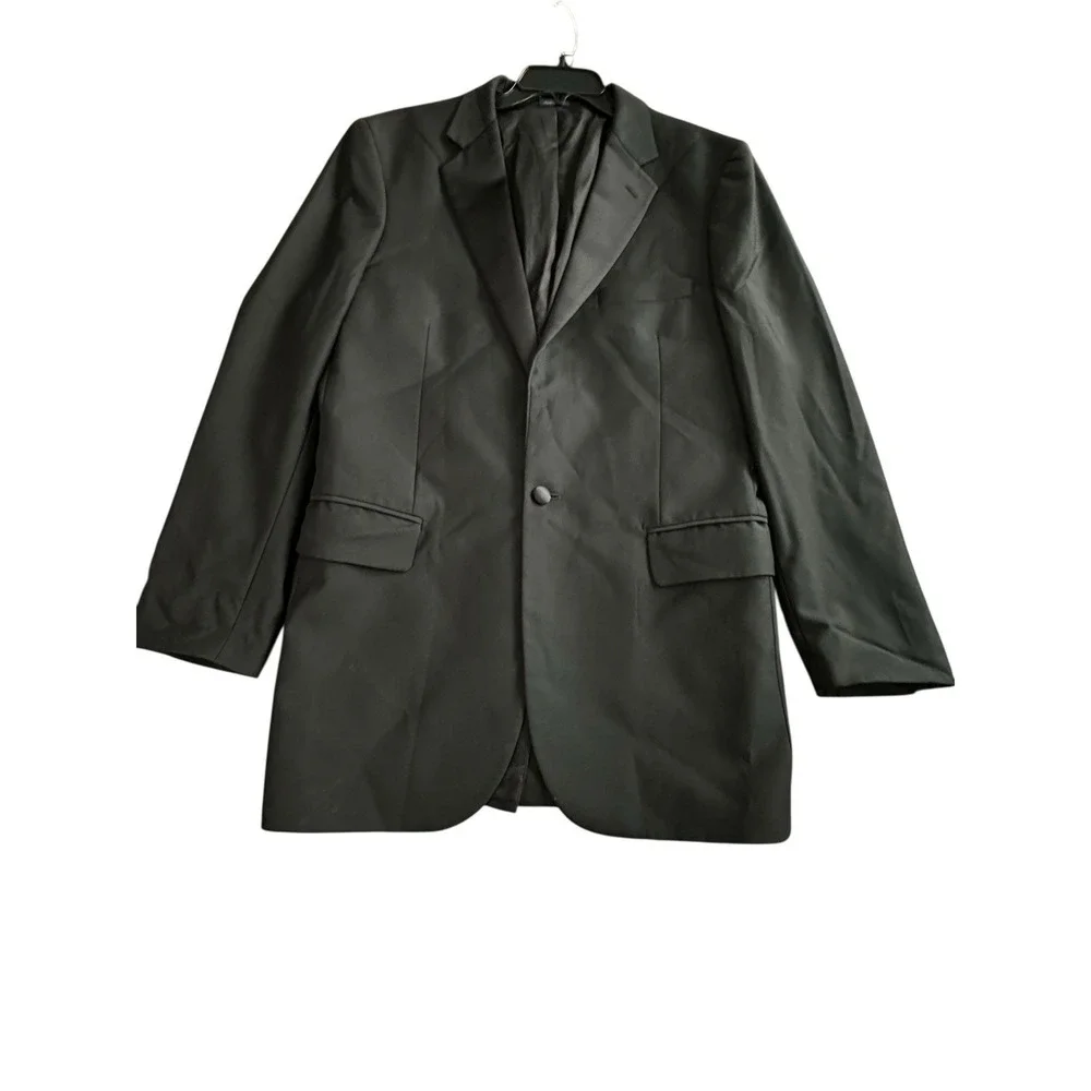 J Crew Shawl Collar Tuxedo Jacket Italian Wool 42L Long Black Red‎ Trim #HR-6